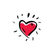 Illustrated red love heart isolated on white background vector