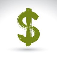 Hand-painted yellow dollar icon isolated on white background N2