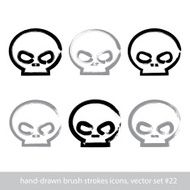 Set of brush drawing simple human skulls collection