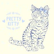 kitten sketch with a bow N2