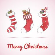 Watercolor Christmas and New Year greeting card with stockings N2