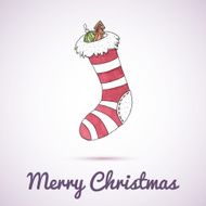 Watercolor Christmas and New Year greeting card with a stocking N2