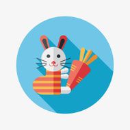 Rabbit flat icon with long shadow eps 10 N20