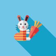 Rabbit flat icon with long shadow eps 10 N22