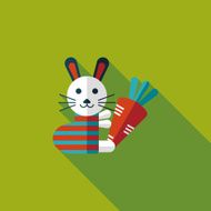 Rabbit flat icon with long shadow eps 10 N23