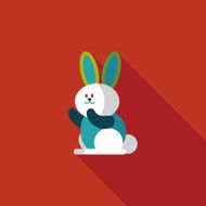 Rabbit flat icon with long shadow eps 10 N24