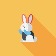 Rabbit flat icon with long shadow eps 10 N25