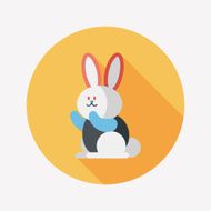 Rabbit flat icon with long shadow eps 10 N27