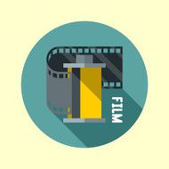 Film icon Flat long shadow design Hipster icons series N2