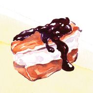 Homemade eclair with cream