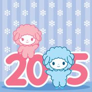 Kawaii little cute sheeps symbol of the New Year 2015 N4
