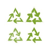 Set of hand-painted recycle signs isolated on white background