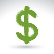 Hand-painted yellow dollar icon isolated on white background N3