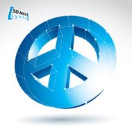 3d mesh blue peace icon isolated on white background colorful