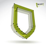 3d mesh web green security icon isolated on white background