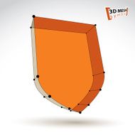 3d mesh web orange security icon isolated on white background