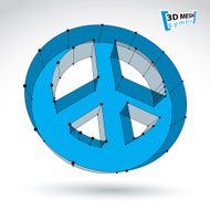 3d mesh blue web peace icon isolated on white background
