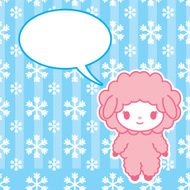 Xmas card with Kawaii little cute sheep symbol of the