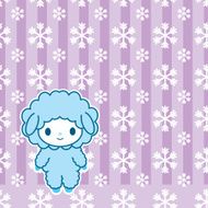 Xmas card with Kawaii little cute sheep symbol of the N2