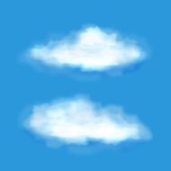 Vector transparent clouds on a blue sky