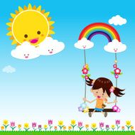 Girl with Sun Rainbow and Cloud 002