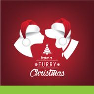Furry Christmas Santa hat greeting card design N2