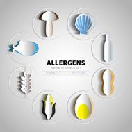 Vector icons set for papercut allergens products
