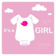baby bodysuit and origami paper airplanes on pink sky