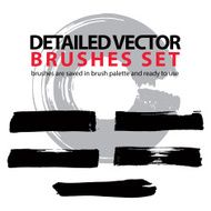 Collection of vector scanned and traced black brush strokes