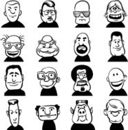 whiteboard drawing - set of doodle faces N2