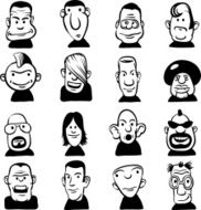 whiteboard drawing - set of doodle cartoon faces N2