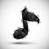 Black musical note geometric icon made in 3d modern style