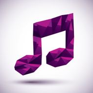 Violet musical note geometric icon made in 3d modern style