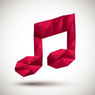Red musical note geometric icon made in 3d modern style