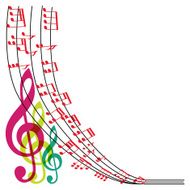 Music notes composition musical theme background vector