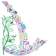 Music notes background stylish musical theme frame vector