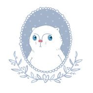 Portrait depicting white cat