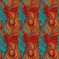 Vector Seamless pattern with decorative feather N5