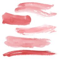 Red brush strokes set on white background Watercolor Sketch vector