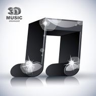 Funky double musical note 3d modern style icon isolated