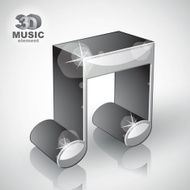 Funky metallic musical note 3d modern style icon isolated