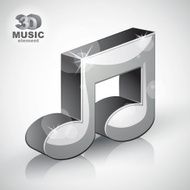 Funky metallic musical note 3d modern style icon isolated N2