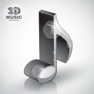 Trendy metallic slim musical note 3d modern style icon isolated