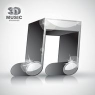 Funky metallic double musical note 3d modern style icon isolated