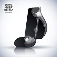 Trendy slim musical note 3d modern style icon isolated N2