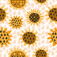 Seamless pattern with sunflower and seeds N2
