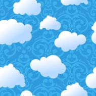 Vector seamless cute sky and clouds pattern