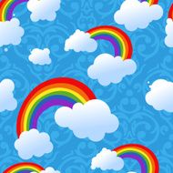 Vector seamless rainbow and clouds background