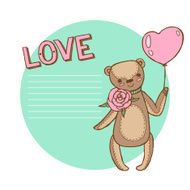 card with a teddy bear heart balloon
