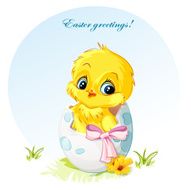 young chicken in egg pink bow N2